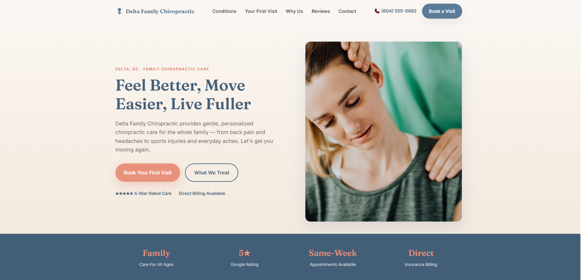 Delta Family Chiropractic desktop site