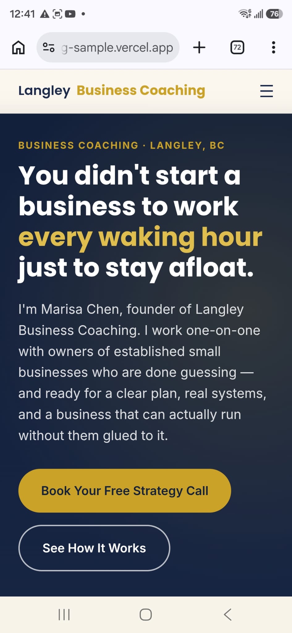 Langley Business Coaching mobile site