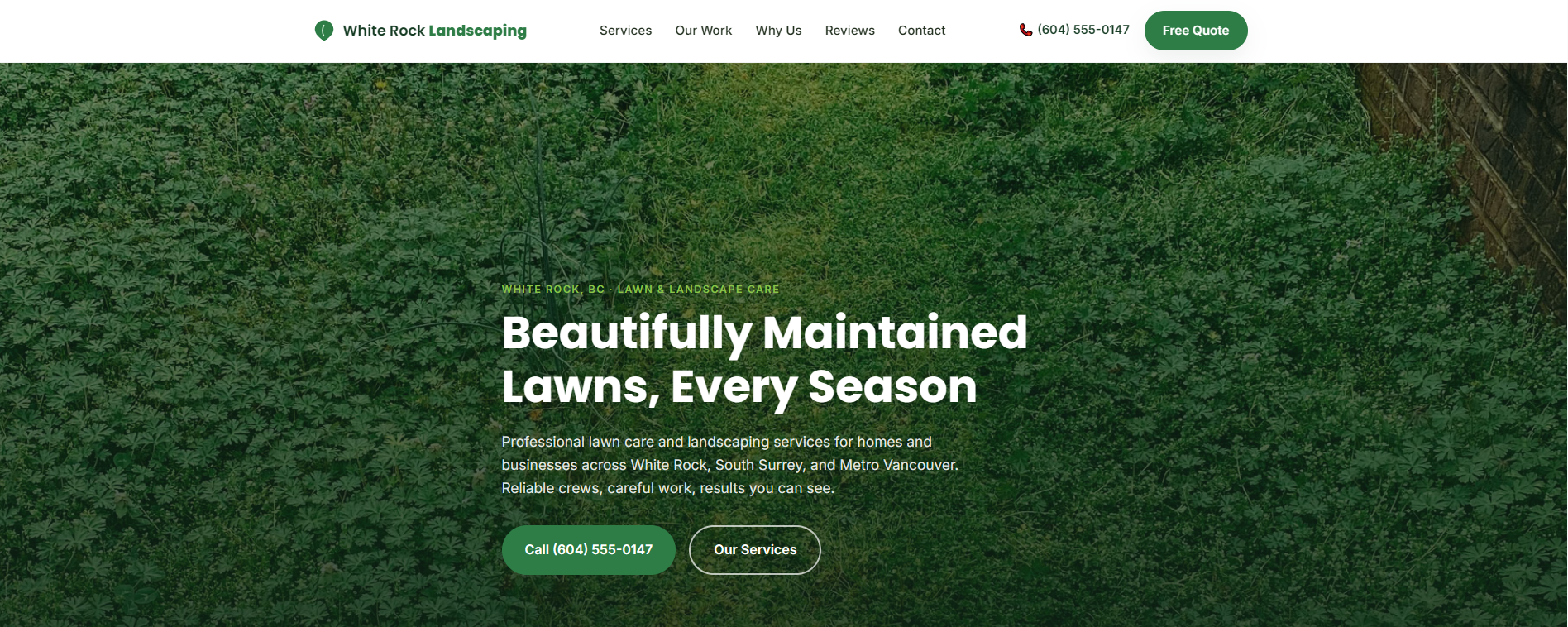 White Rock Landscaping desktop site