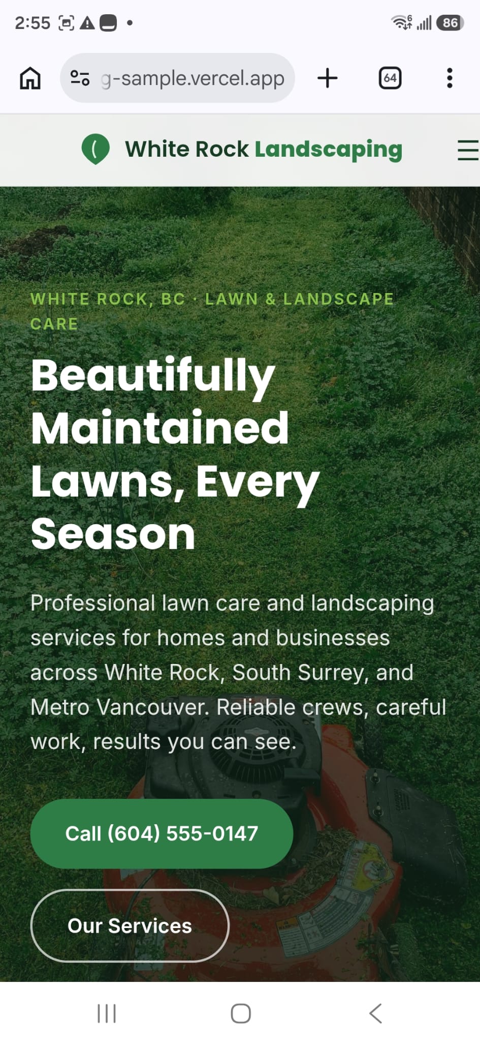 White Rock Landscaping mobile site