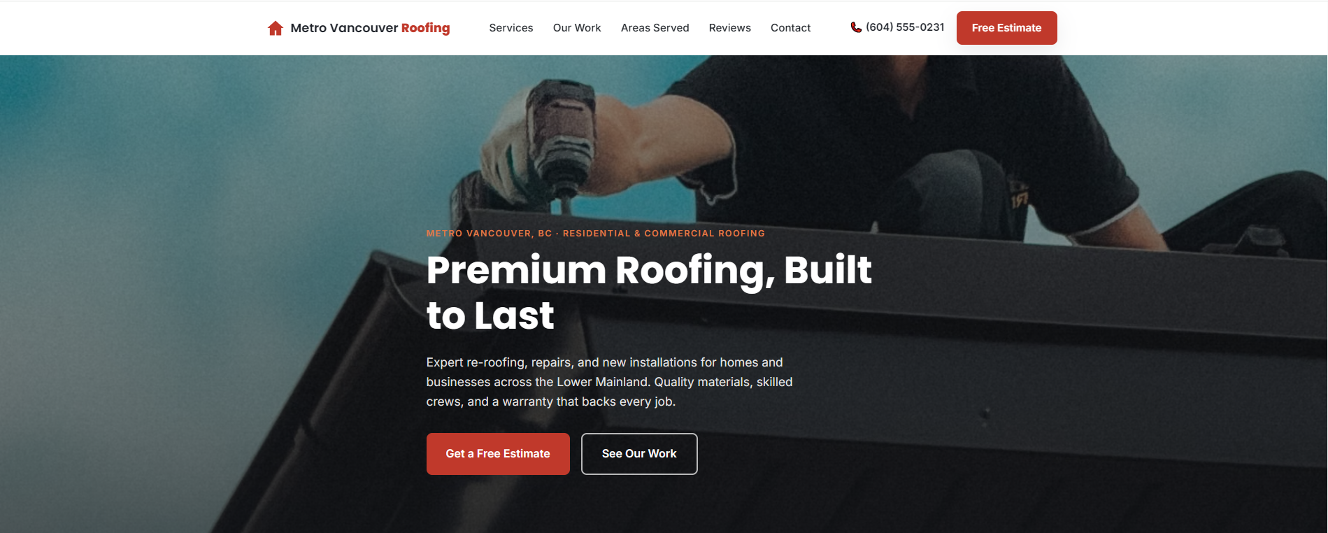Metro Vancouver Roofing desktop site